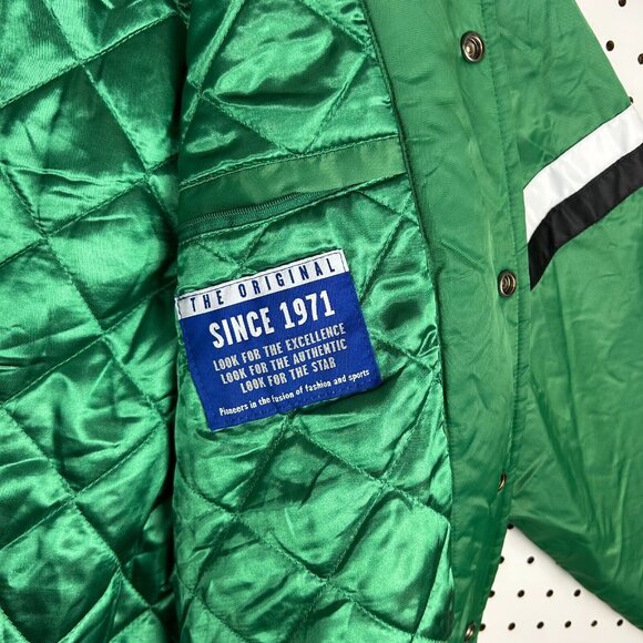 Boston Celtics Starter Jacket Size Medium Vintage 90s Green Satin Bomber NBA‎ - Picture 7 of 10